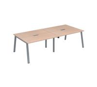 Extension table de réunion modulable ECLA chêne clair L 140 x P 126 piètement métal aluminium - - Bruneau