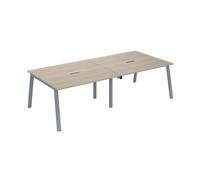 Extension table de réunion modulable ECLA chêne gris L 140 x P 126 piètement métal aluminium - - Bruneau