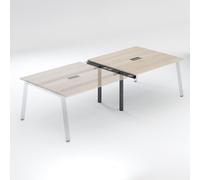 Extension table de réunion modulable ECLA chêne gris L 140 x P 126 piètement métal anthracite - - Bruneau