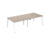 Extension table de réunion modulable ECLA chêne gris L 140 x P 126 piètement métal blanc - - Bruneau