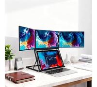 Extension triple écran pour ordinateur portable 15,6 pouces, triple écran IPS Full HD 1080p, connexion Plug-Play Type-C/HDMI/USB-C, rotation à 360° et angles de vision réglables,compatible Mac/Windows