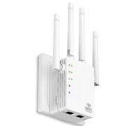 Extension WiFi, amplificateur de signal WiFi double bande (5,8 G et 2,4 G), couverture répéteur sans fil jusqu'à 12 880 m² et 105 appareils, configuration en 1 clic, prend en charge le port Ethernet