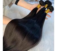 Extensions 100% cheveux humains brésiliens non traités (45, 50, 55 cm, lisses), 3 paquets, qualité Remy 15A, couleur noir naturel, doux et soyeux, sans nœuds, sans perte de cheveux, à coudre Extension
