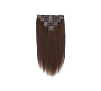 Extensions à clips en cheveux humains naturels, extensions de cheveux brésiliens Remy, lot de 8 avec 18 clips(Muedam Brown,24inch)
