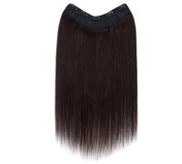 Extensions à clips en cheveux humains naturels, une pièce de 5 clips, lisses, soyeuses et douces, en forme de V, invisibles.(Dark Brown,14inch 55g)