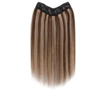 Extensions à clips en cheveux humains naturels, une pièce de 5 clips, lisses, soyeuses et douces, en forme de V, invisibles.(4P27,12inch 55g)
