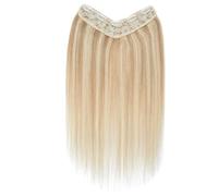Extensions à clips en cheveux humains naturels, une pièce de 5 clips, lisses, soyeuses et douces, en forme de V, invisibles. Pose facile(18P613,22inch 75g)