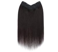 Extensions à clips en cheveux humains naturels, une pièce de 5 clips, lisses, soyeuses et douces, en forme de V, invisibles. Pose facile(Black Brown,14inch 55g)