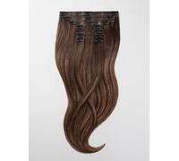 Extensions à clips - qualité de luxe - grand volume 9 pièces 35cm - B4/17 balayage châtain foncé & brun moyen