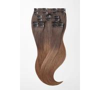 Extensions à clips - qualité de luxe - volume maximal 8 pièces 55cm - T6/12 ombré brun chocolat & brun clair doré