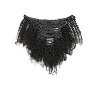 Extensions à clipser for cheveux crépus bouclés, tête complète, for femmes noires, cheveux brésiliens Remy, couleur naturelle, 8 pièces avec 18 clips, 120 g/ensemble Wear and Go(16inch)