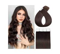 Extensions à ruban adhésif Extensions de cheveux à bande adhésive 20 pièces 50 g trame peau sans couture dans les extensions humains #2 brun foncé soyeux droite Remy Cheveux invisibles(18 inches)