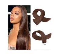 Extensions à ruban adhésif Extensions de cheveux à bande adhésive Remy humains 20 pièces 50 grammes trame peau sans couture droite dans les extensions #4 brun chocolat Cheveux invisibles(26 inches)