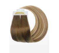 Extensions adhésives Slim - Qualité professionelle - 45cm - B10/DB2 balayage brun clair cendré & blond doré clair