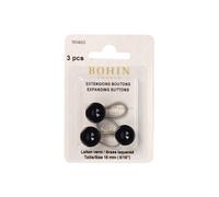Bohin Boutons extensibles 15 mm – Lot de 3 – Noir
