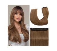 Extensions capillaires à clip, en une seule pièce, en cheveux humains pour tête entière, marron clair, lisse, 1 pièce, 5 clips, 100 g/pièce