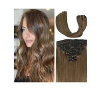 Extensions capillaires à clips, cheveux lisses, couleur marron clair, cheveux humains, non traités, 40,6 à 66 cm, n° 8 (16 pouces), 120 g, 1 paquet