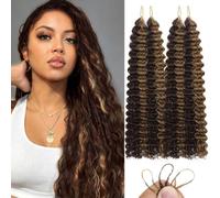 Extensions Capillaires à Crochets avec Nœuds Miracles LPARMJIT - Cheveux Ondulés Profonds - 40,64 cm - Séparés à la Main