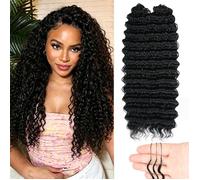 Extensions capillaires crochet deep wave 16 pouces - 100 mèches miracle knots 120 g synthétique noir naturel
