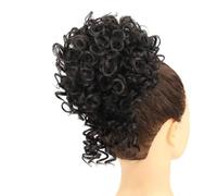 Extensions capillaires synthétiques bouclées avec cordon élastique, 60 g, chignon décoiffé, for femmes, brun foncé Ponytail Extension(Natural black)