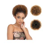 Extensions capillaires synthétiques courtes for femmes noires et filles, queue de cheval afro bouffante avec cordon de serrage Look élégant chic(Brown)