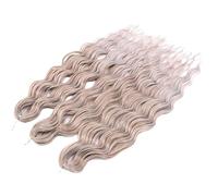 Extensions capillaires synthétiques ondulées de 24 pouces, Extensions capillaires tressées, blondes ombrées, boucles Afro, Crochet torsadées for femmes(T16A-56C)