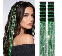 Extensions Cheveux Pailletées Clip in 55 cm, 25 CouleursLaser-VertTinsel Hair Extensions Colorées à Clips, Accessoires Cheveux Brillants pour Fête Festival Anniversaire Halloween Noël