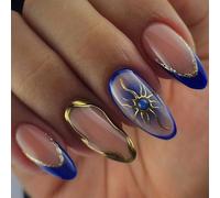 Extensions d ' ongles artificiels français, 24 pièces, dorées, légères, forme d ' amande, pour usage quotidien, fête, presse sur French Advice