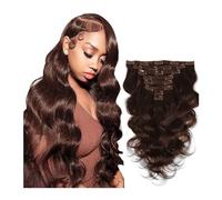 Extensions de cheveux 10-24 pouces Extensions de cheveux à clips Vrais cheveux humains 8 pièces 20 clips 120g Extensions de cheveux ondulés sans couture Femmes noires Double trames Brun moyen #4 Cheve