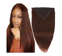 Extensions de cheveux 10-24" Remy Clip in Hair Extensions Cheveux Humains for Femme Beauté - 120g Chocolat Brun Foncé Coloré Droit 8pcs 20clips Vrais Cheveux Humains Clip dans les Extensions Extension