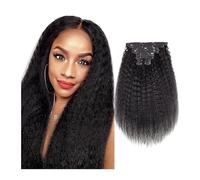 Extensions de cheveux 10 pcs Kinky Straight Clip dans les Extensions de Cheveux Vrais Cheveux Humains Clip ins Naturel Noir Double Trame Clip ins for Femmes 120g Kinky Straight Clip sur Extensions de