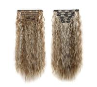 Extensions de cheveux 16 extensions de cheveux à clips, 6 pièces de cheveux naturels et doux et se mélangent bien, postiches synthétiques longues ondulées de sirène (22 pouces, 6 pièces) morceaux de c