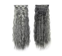 Extensions de cheveux 16 extensions de cheveux à clips, 6 pièces de cheveux naturels et doux et se mélangent bien, postiches synthétiques longues ondulées de sirène (22 pouces, 6 pièces) morceaux de c