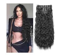 Extensions de cheveux 16 extensions de cheveux à clips, 6 pièces de cheveux naturels et doux et se mélangent bien, postiches synthétiques longues ondulées de sirène (22 pouces, 6 pièces) morceaux de c
