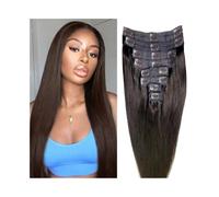 Extensions de cheveux #2 Clips en extension pour cheveux humains, pour lisses avec en 8 pièces, double texture, couleur marron foncé (20inches)