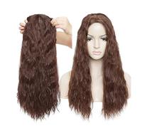 Extensions de cheveux 20 pouces Extensions de cheveux en vague d'eau synthétique Clip dans une pièce Postiche brun noir pour femmes(brun moyen)