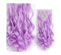 Extensions de cheveux 24 Pouces Clip Dans Les Extensions De Cheveux Longs Ondulés 7 PCS 16 Clips Dans Les Extensions De Cheveux Longs Ondulés Synthétiques Blonde Noir Postiches Résistant À La Chaleur