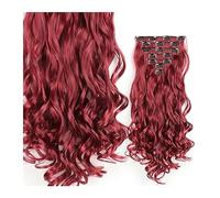 Extensions de cheveux 24 Pouces Clip Dans Les Extensions De Cheveux Longs Ondulés 7 PCS 16 Clips Dans Les Extensions De Cheveux Longs Ondulés Synthétiques Blonde Noir Postiches Résistant À La Chaleur