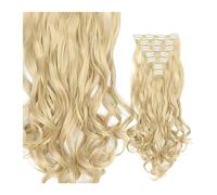 Extensions de cheveux 24 Pouces Clip Dans Les Extensions De Cheveux Longs Ondulés 7 PCS 16 Clips Dans Les Extensions De Cheveux Longs Ondulés Synthétiques Blonde Noir Postiches Résistant À La Chaleur