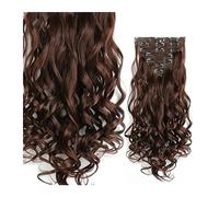 Extensions de cheveux 24 Pouces Clip Dans Les Extensions De Cheveux Longs Ondulés 7 PCS 16 Clips Dans Les Extensions De Cheveux Longs Ondulés Synthétiques Blonde Noir Postiches Résistant À La Chaleur