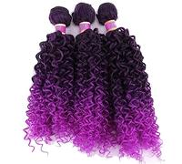 Extensions de Cheveux 3 Hair Bundles Synthetic High Temperature Fiber Curly Hair Kinky Curly Hair Weave synthetic Curly wavy Hair Extensions for Women Extension de Queue(M1-Purple,20 inches 3 pieces)