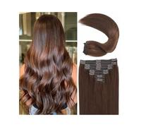 Extensions de cheveux #4 Brun Chocolat Clip dans les Extensions de Cheveux Humains Véritables Doux Soyeux Droite Remy for Femmes 8pcs 120g/set Invisibles(16inches 120g)