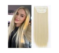 Extensions de cheveux 4 pièces/lot de 24" Extensions de cheveux synthétiques longs et épais à clipser pour femmes 180g Extensions de cheveux à tête complète avec 11 clips (blonde Bleach)