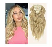 Extensions de cheveux 6 pièces/ensemble extensions de cheveux synthétiques 22 pouces pince à cheveux blonde en longs postiches épais ondulés pleine tête extensions de cheveux synthétiques for les femm