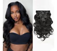 Extensions de cheveux à clip en cheveux humains naturels, 120g 8 pièces | Extensions de cheveux humains Remy ondulés corps, invisibles et sans coutures, faciles à coiffer, sans nœuds,12inch