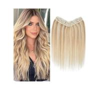 Extensions de cheveux à clip Extensions de cheveux vrais cheveux humains #8/613 Une pièce raide Remy Extensions de cheveux 16-26 pouces sans soudure en forme de U double trame(20 pouces)