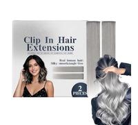 Extensions de cheveux à clip,Mèches de cheveux synthétiques lisses sans | Extensions capillaires gris argenté - Pour femmes, usage quotidien, soirées, mariages, coiffure, cosplay, festivals