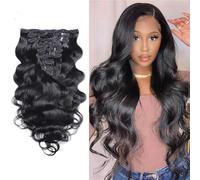 Extensions de cheveux à clip pour femmes, extensions à clip humains, ensemble de 8 pièces avec 18 clips, pièces capillaires à bandes invisibles pour un usage quotidien.,body wave 22inch