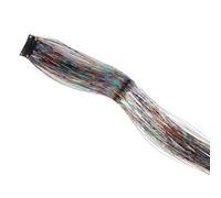 Extensions de cheveux à clips 19.5 pouces, 12 pièces, Extensions de fées à paillettes colorées, accessoires de Festival de fête résistants à la chaleur for femmes Wear and Go(Rainbow)