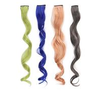 Extensions de cheveux à clips colorées postiches droites résistantes à la chaleur style bricolage pour femmes filles points forts de fête ensemble de 4 pièces 55 cm longueur 21,65